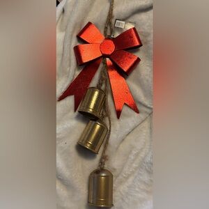 New Festive Red Bow with Gold Bells